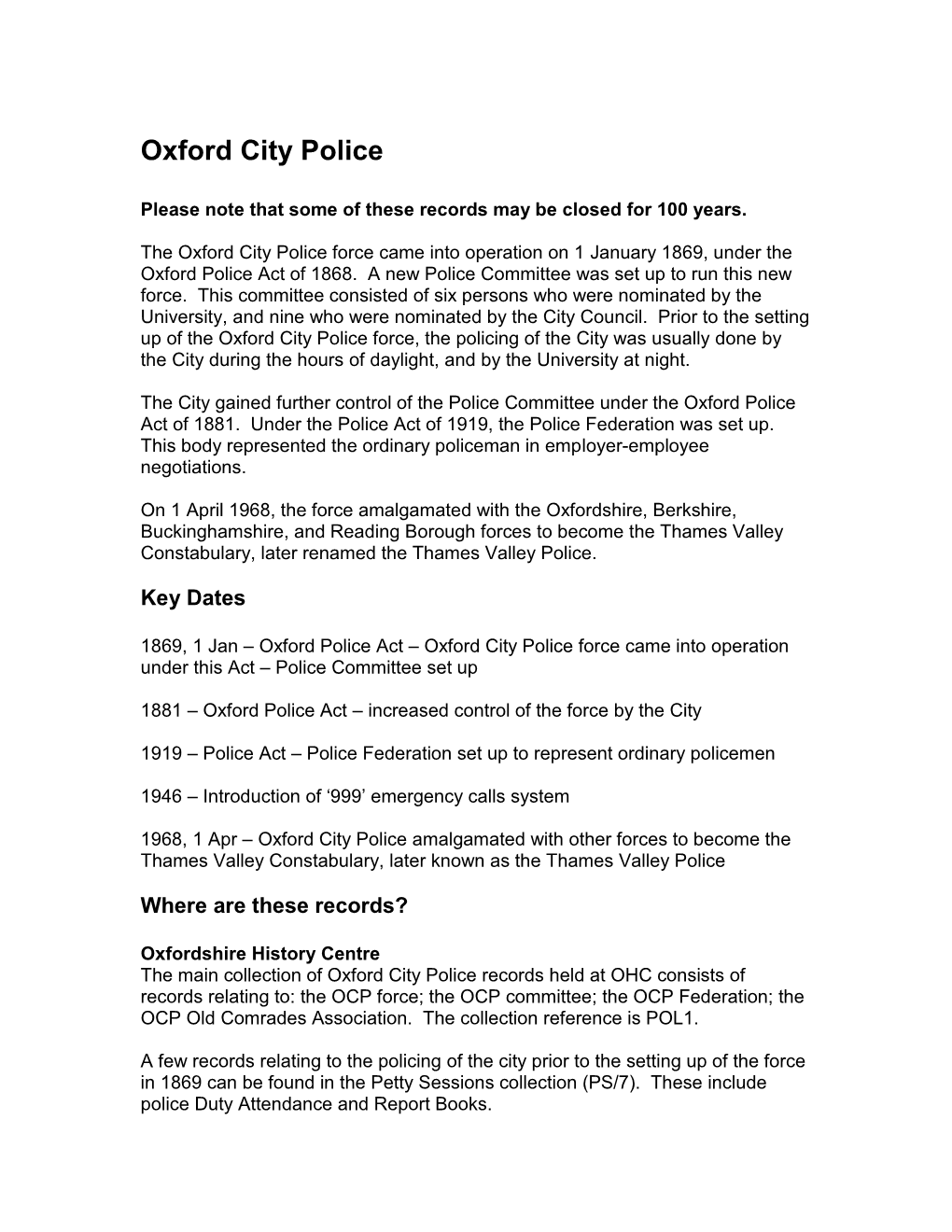 Oxford City Police