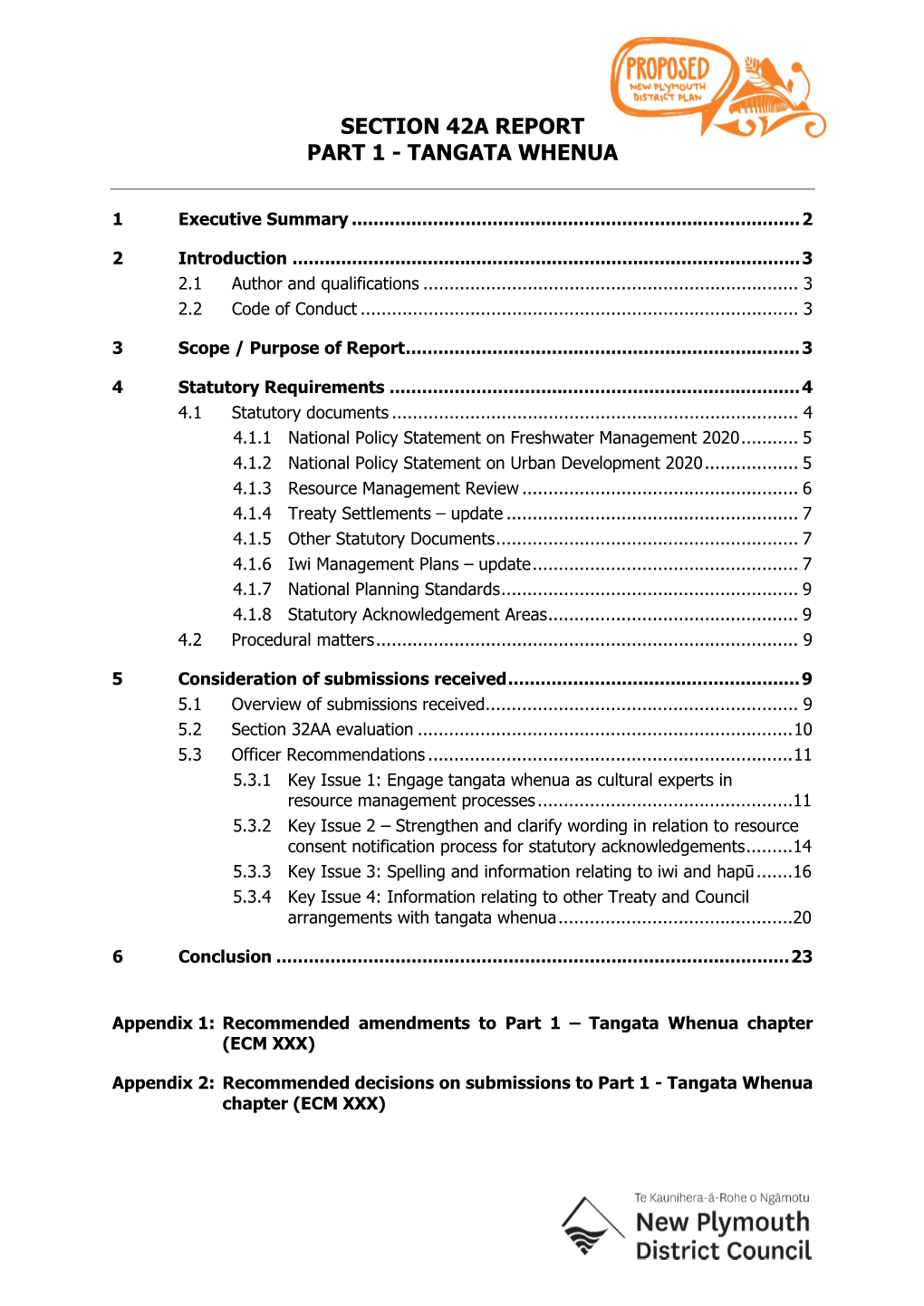 Section 42A Report Part 1 - Tangata Whenua