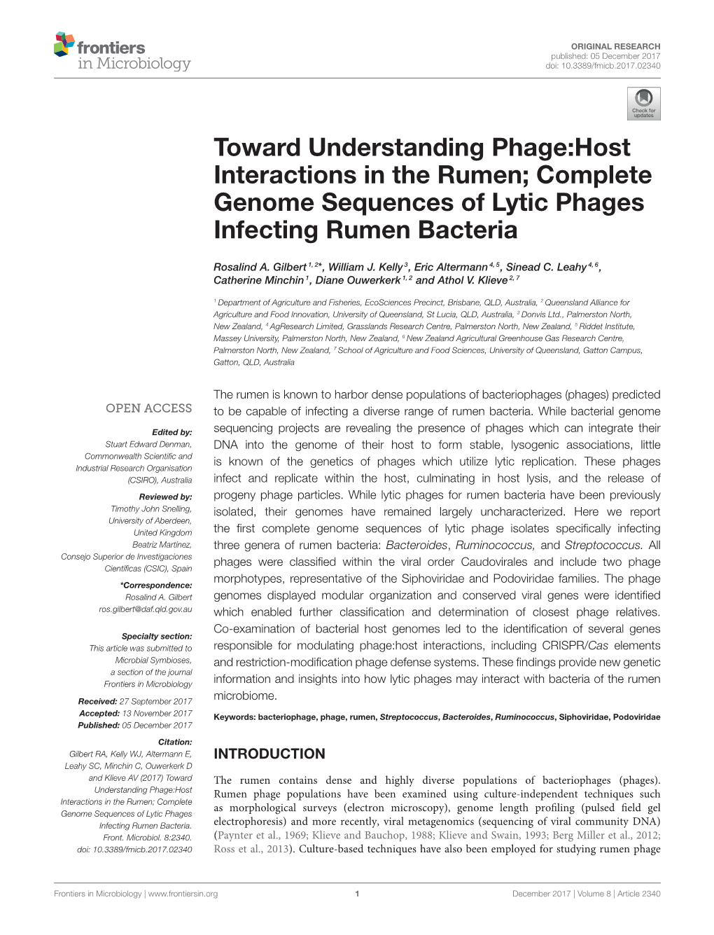 Complete Genome Sequences of Lytic Phages Infecting Rumen Bacteria