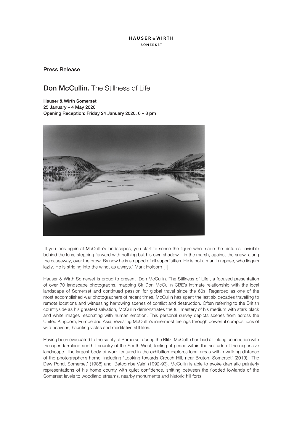 Don Mccullin. the Stillness of Life