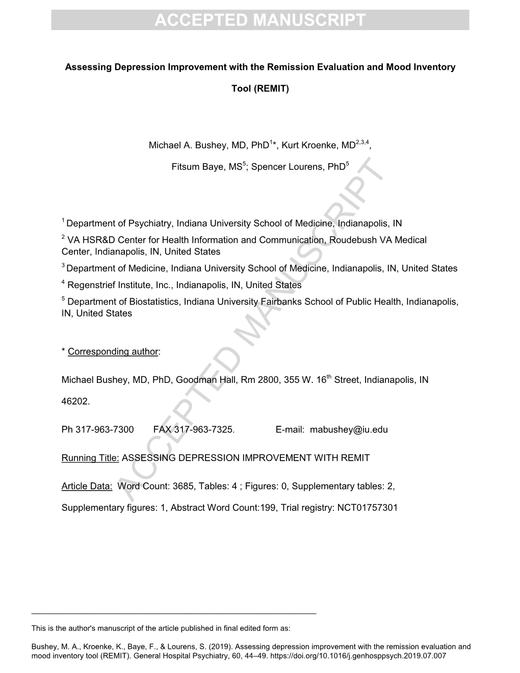 Assessing Depression Improvement with the Remission Evaluation and Mood Inventory Tool (REMIT)