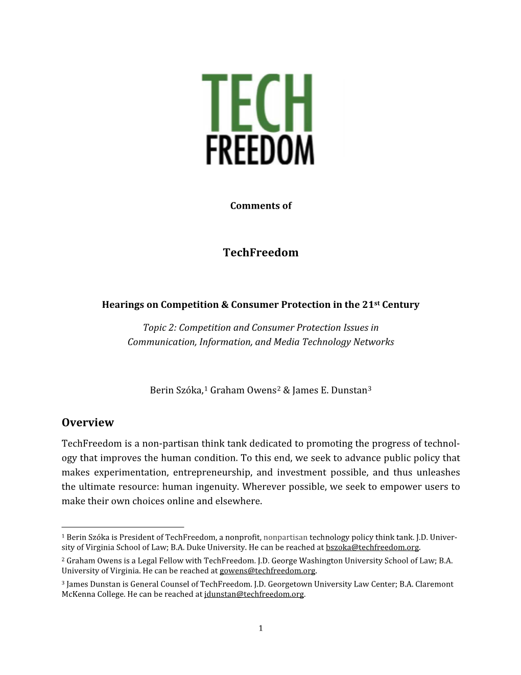 Techfreedom Overview