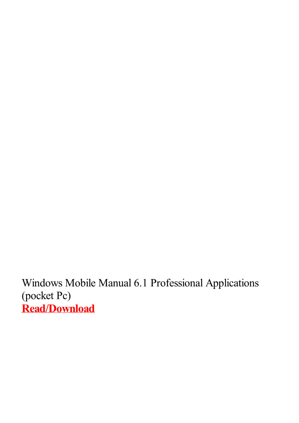 Windows Mobile Manual 6.1 Professional Applications (Pocket Pc)