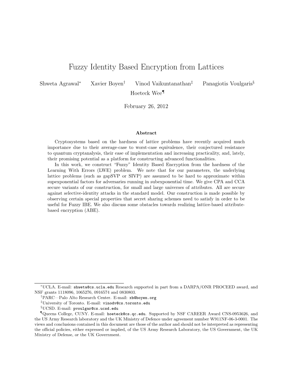 Fuzzy Identity Based Encryption from Lattices