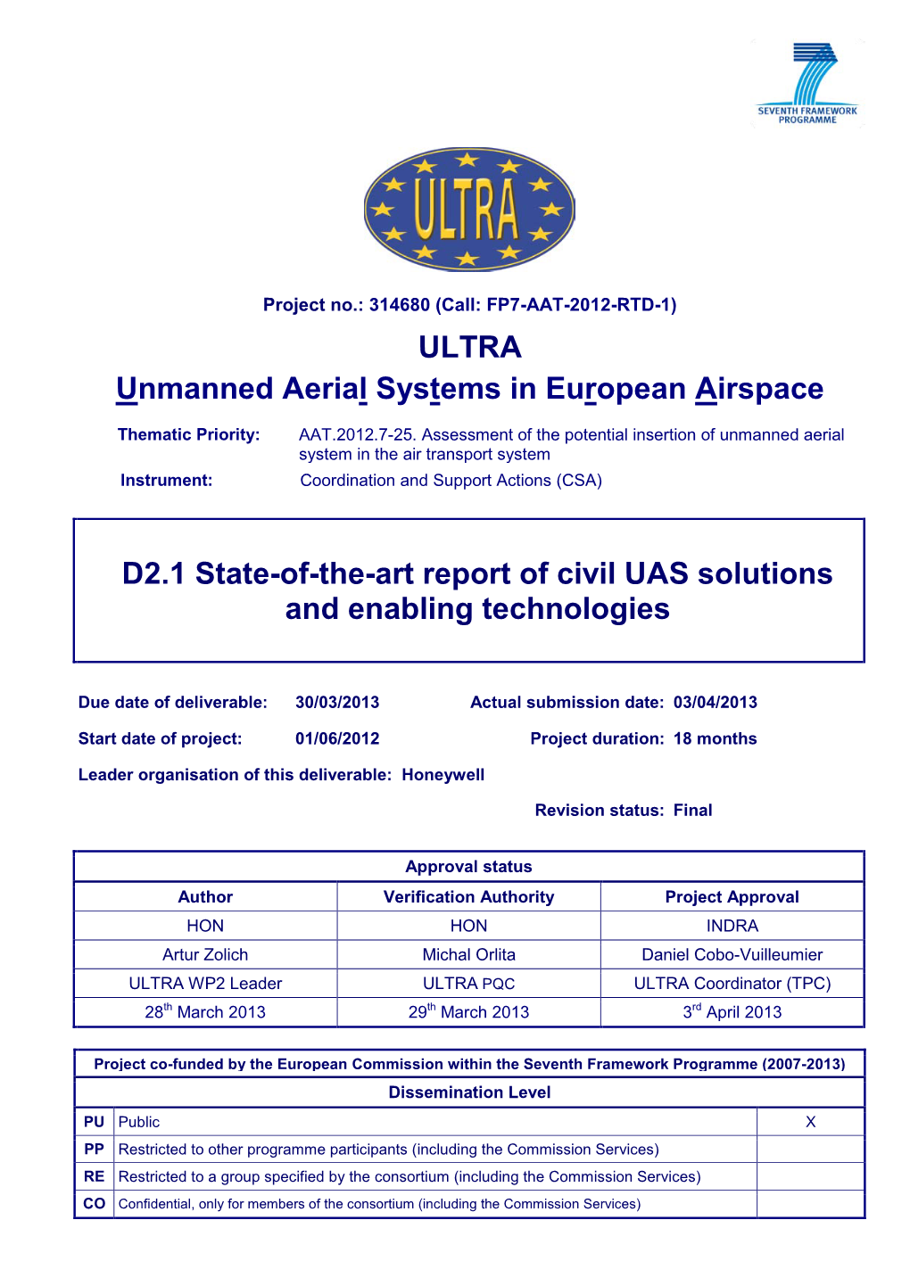 D2.1 State-Of-The-Art Report of Civil UAS Solutions and Enabling Technologies