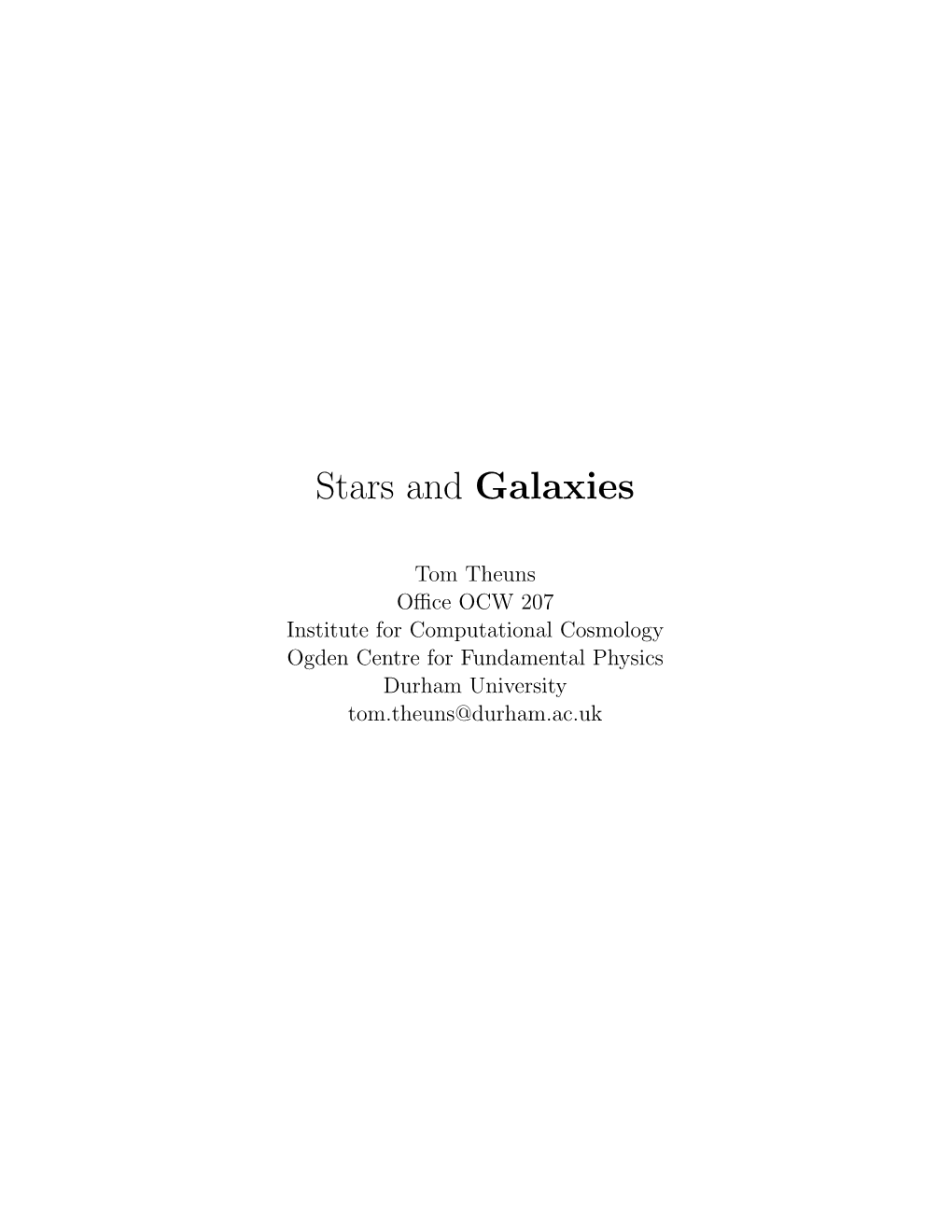 Stars and Galaxies