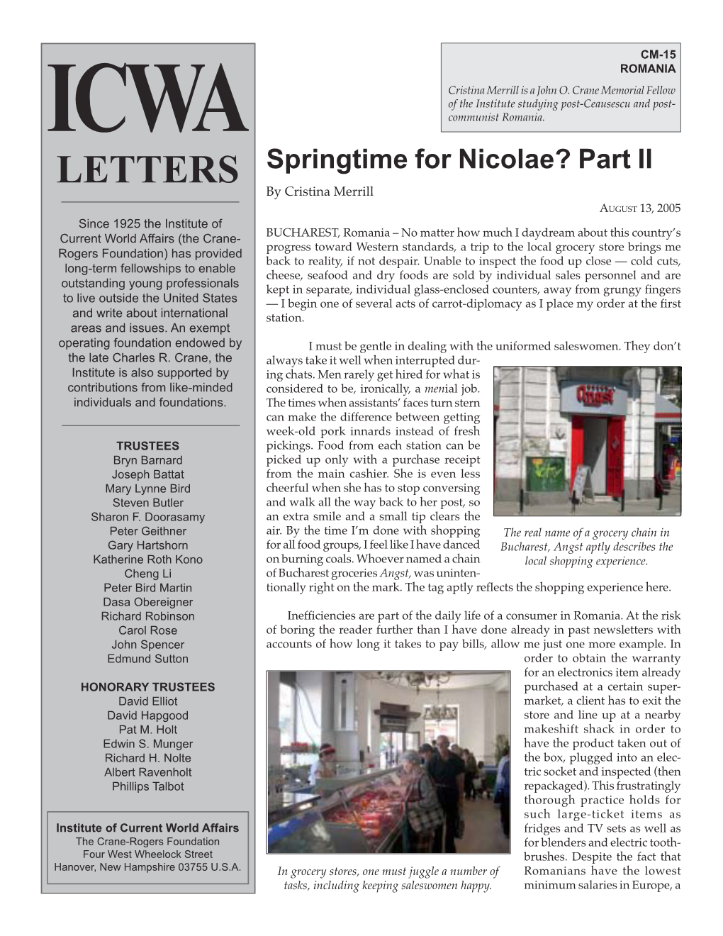 Springtime for Nicolae? Part 2