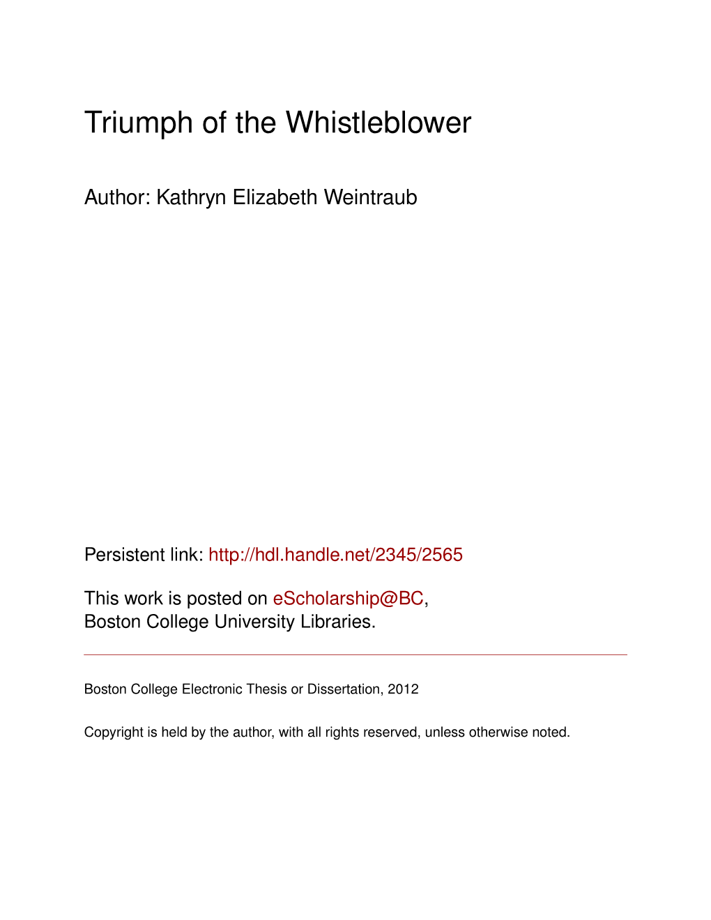 Triumph of the Whistleblower