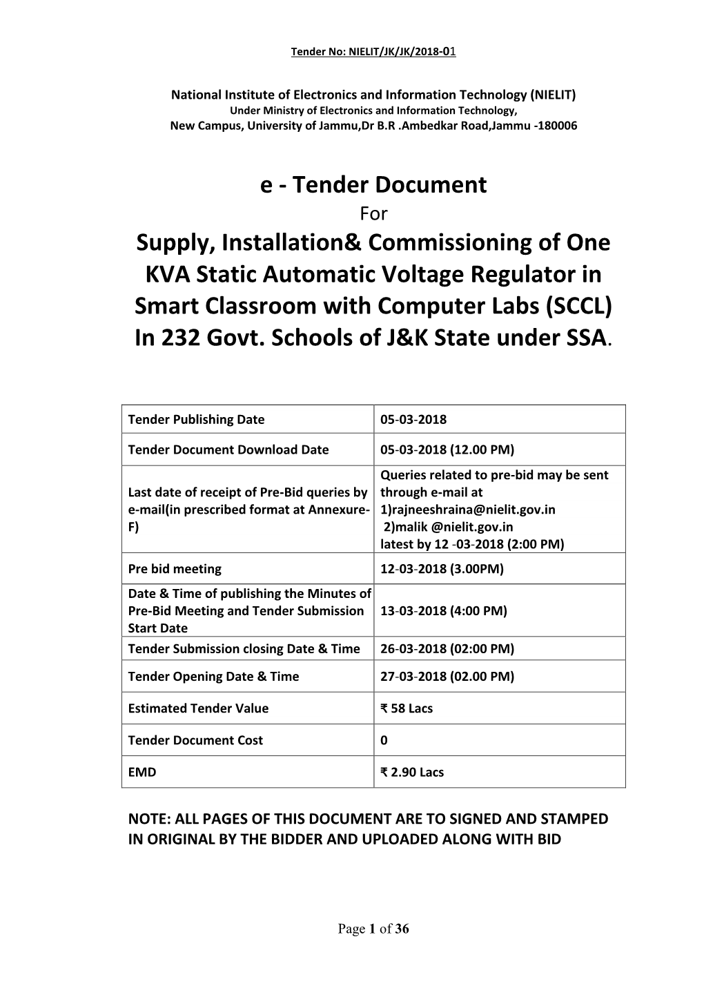 Ender No: NIELIT/JK/JK/2018-01