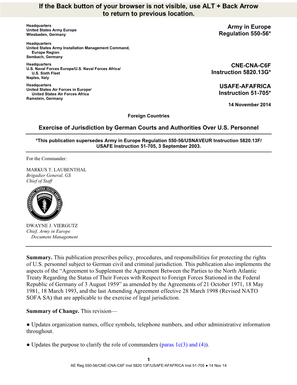 Army in Europe Reg 550-56, 14 November 2014