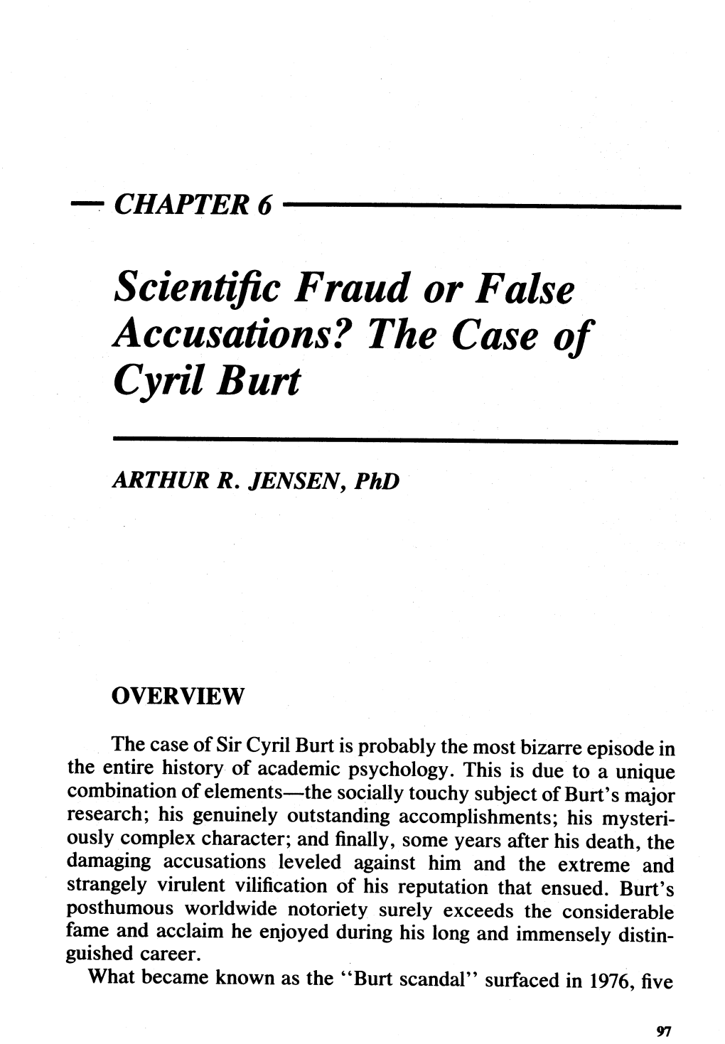 Scientific Fraud Or False Accusations? Thecase of Cyril Burt