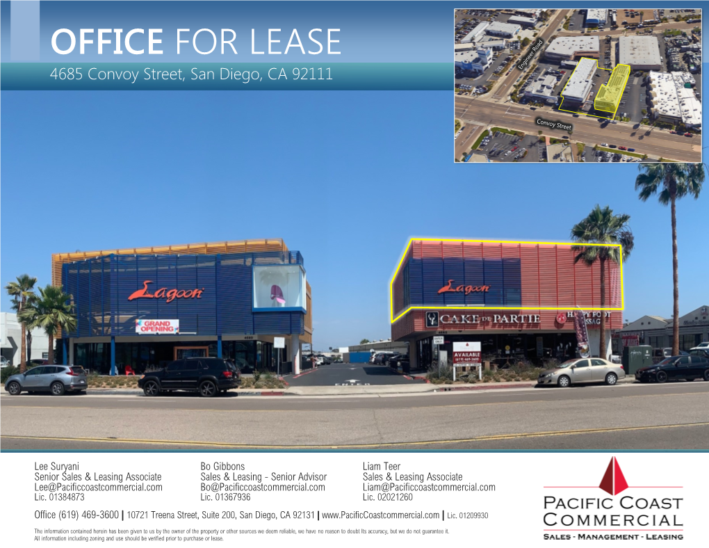 OFFICE for LEASE 4685 Convoy Street, San Diego, CA 92111