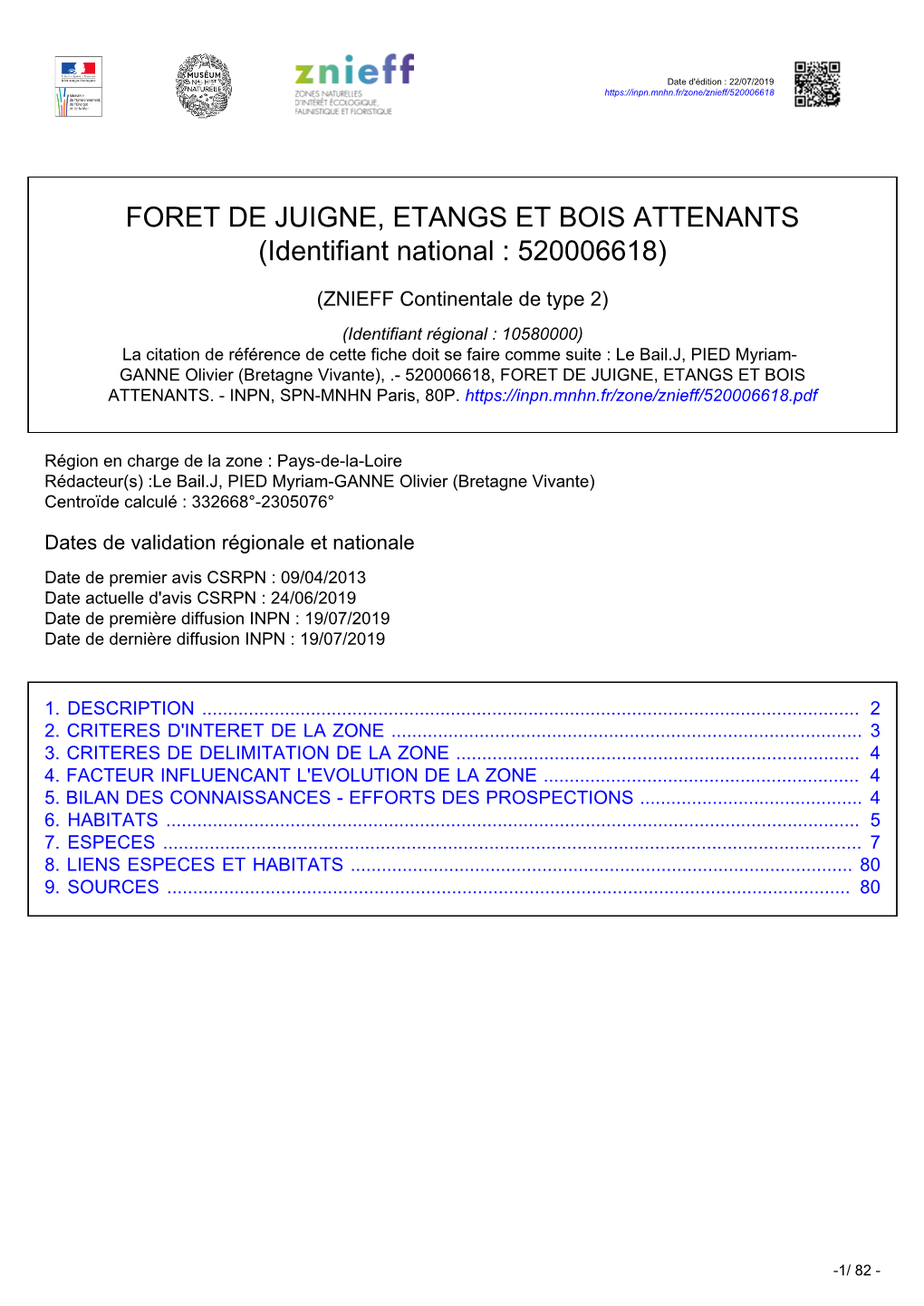 FORET DE JUIGNE, ETANGS ET BOIS ATTENANTS (Identifiant National : 520006618)