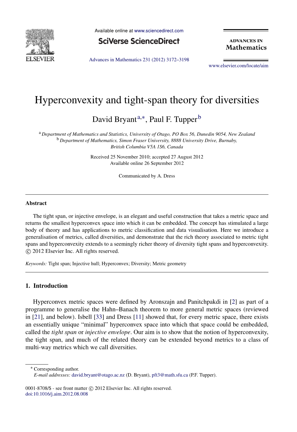 Hyperconvexity and Tight-Span Theory for Diversities