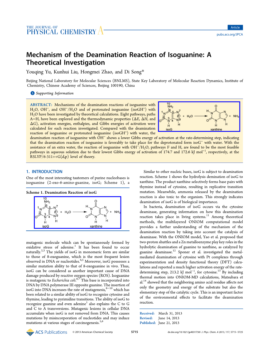 Mechanism of the Deamination Reaction of Isoguanine: A