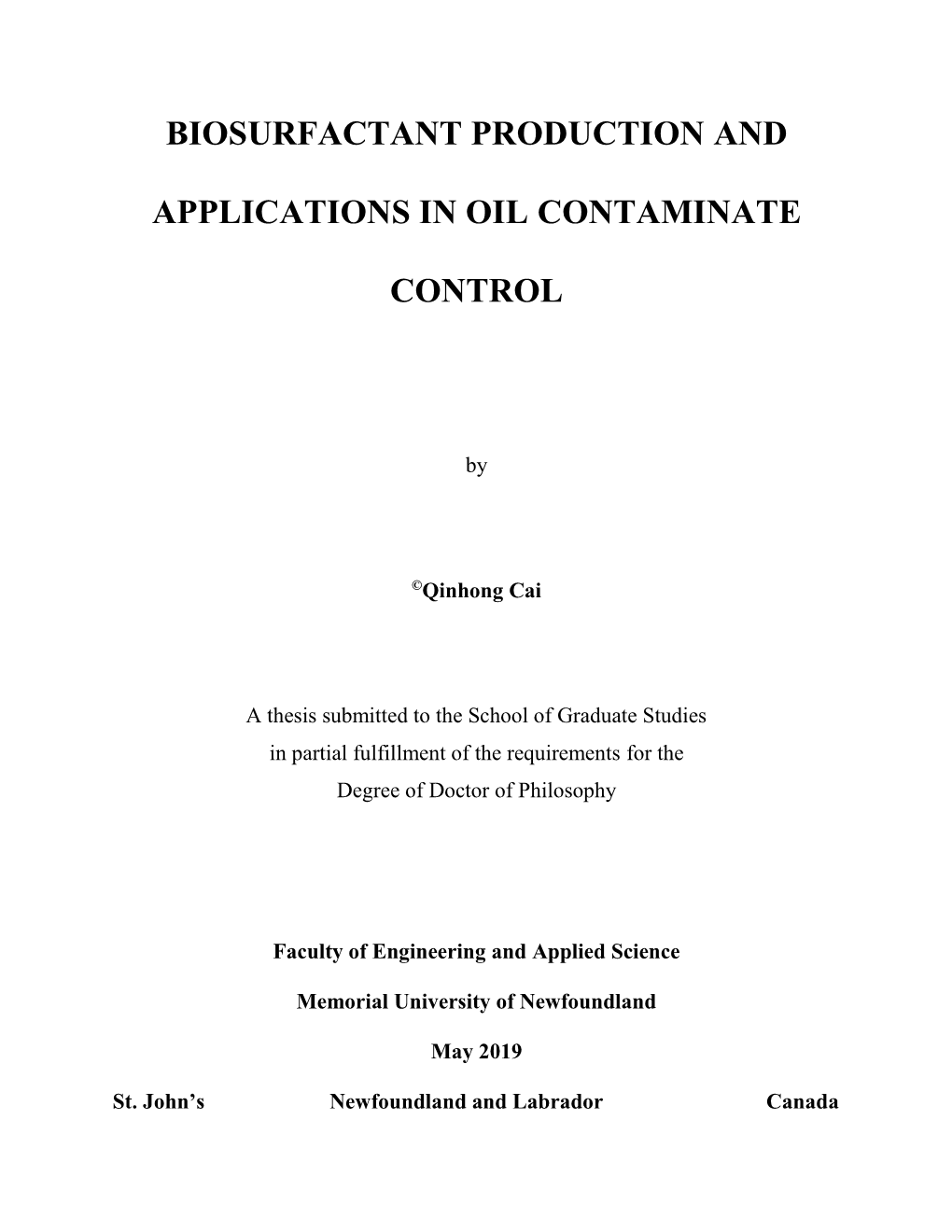 Biosurfactant Production and Applications in Oil