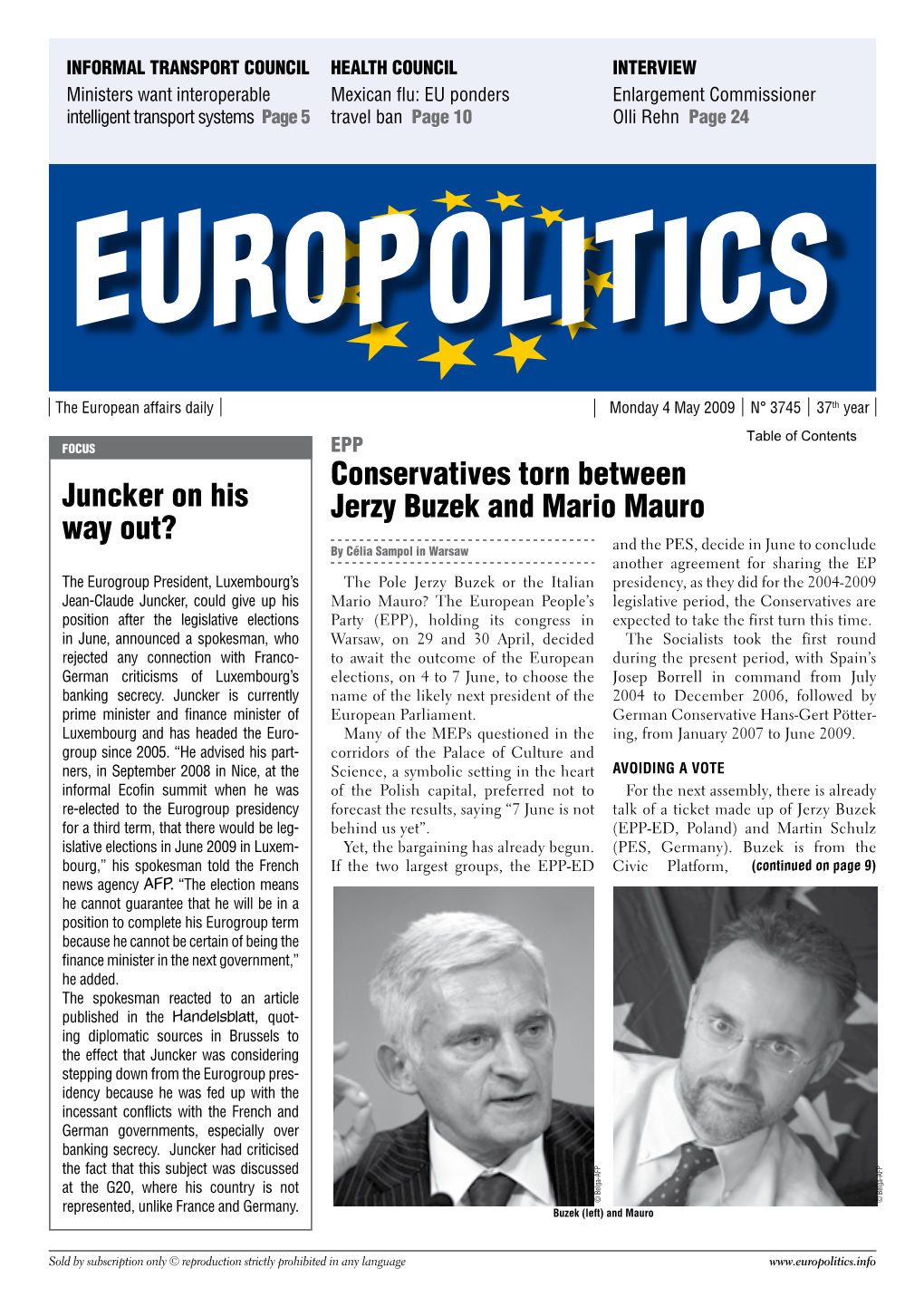 Conservatives Torn Between Jerzy Buzek and Mario Mauro Juncker On