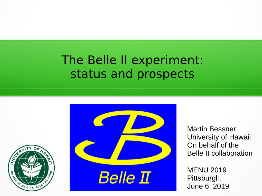 Belle II Experiment: Status and Prospects