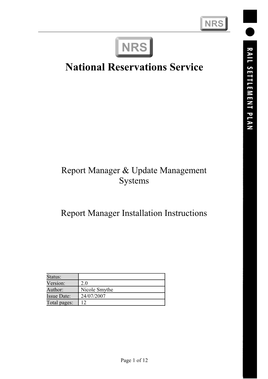 NRS Report Manager Installation Instructions