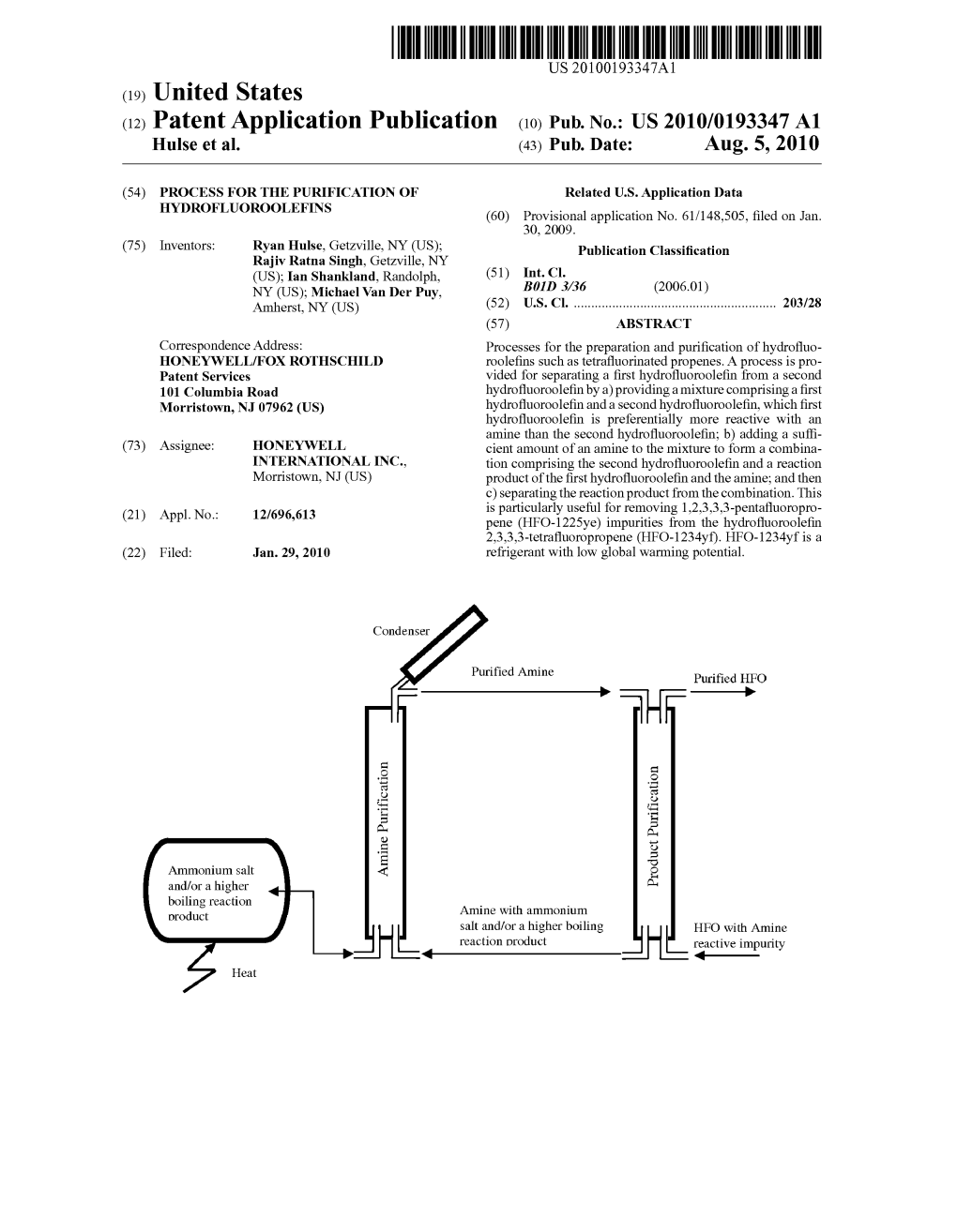 (12) Patent Application Publication (10) Pub. No.: US 2010/0193347 A1 Hulse Et Al