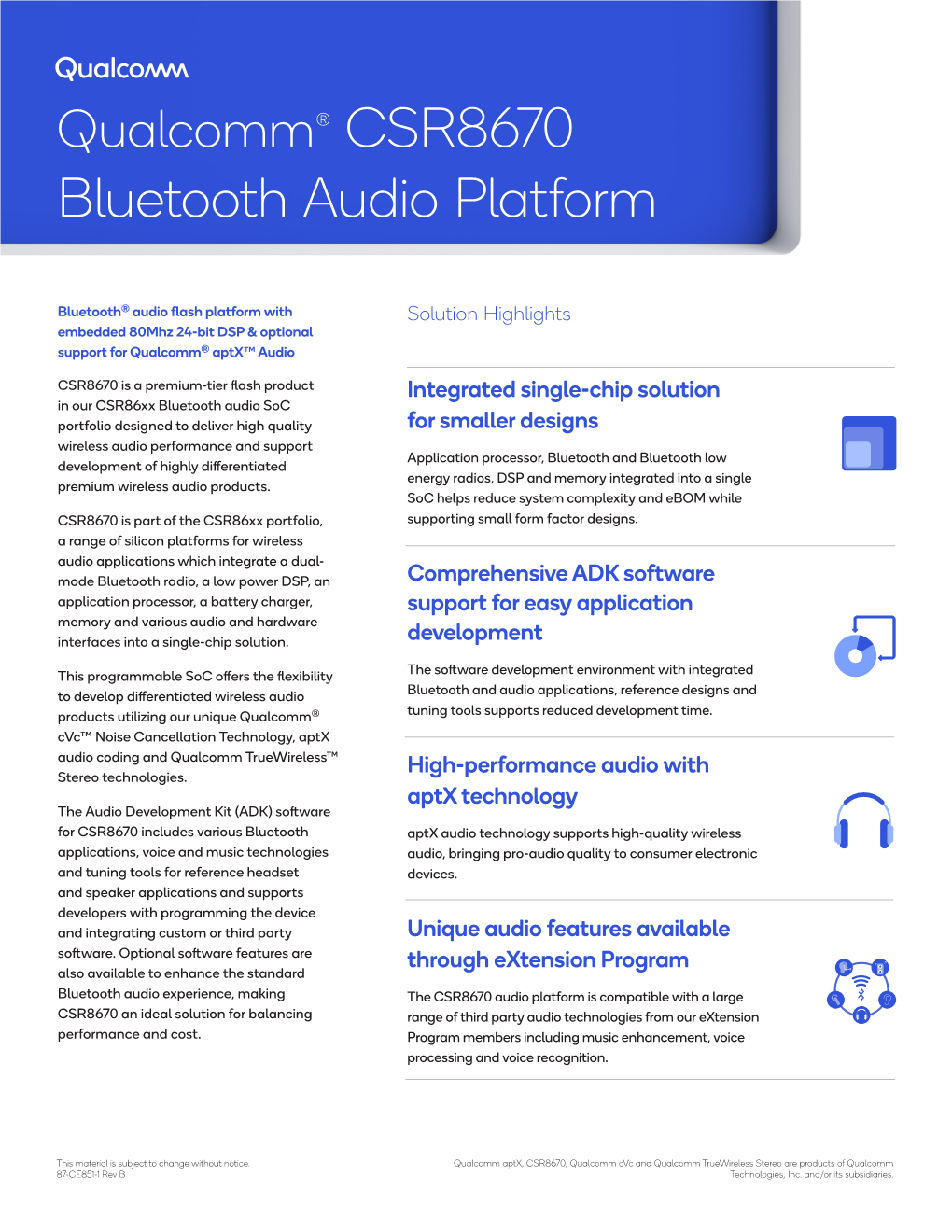 Qualcomm® CSR8670 Bluetooth Audio Platform