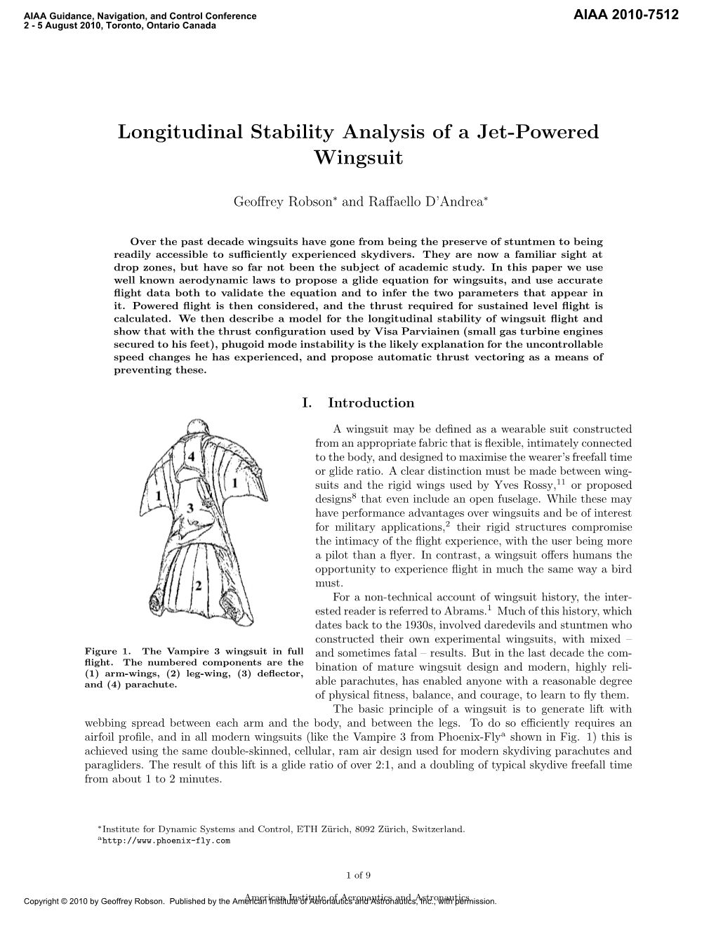 Longitudinal Stability Analysis of a Jet-Powered Wingsuit
