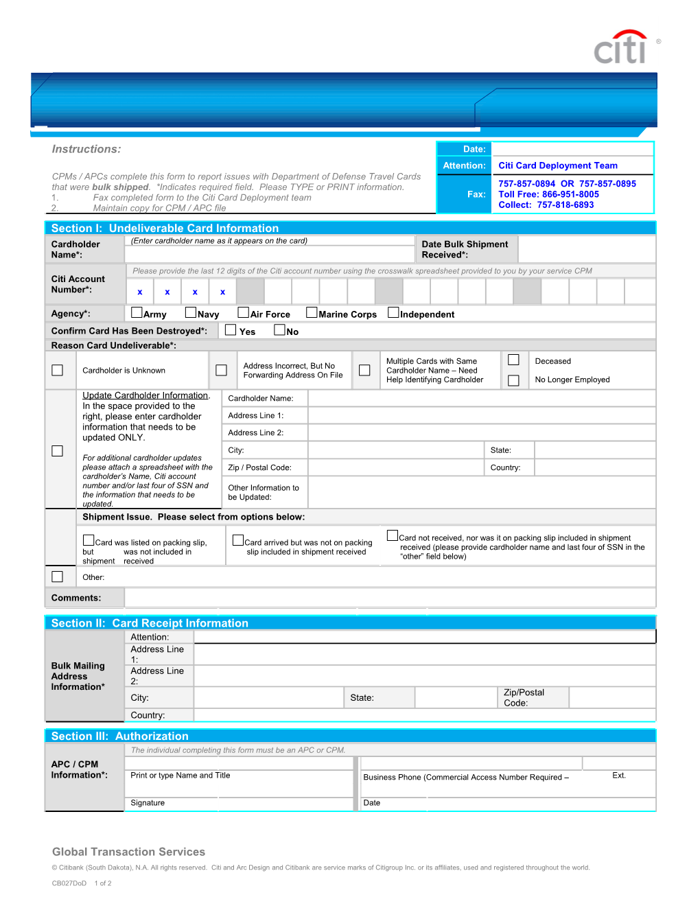 Citidirect Access Application s1