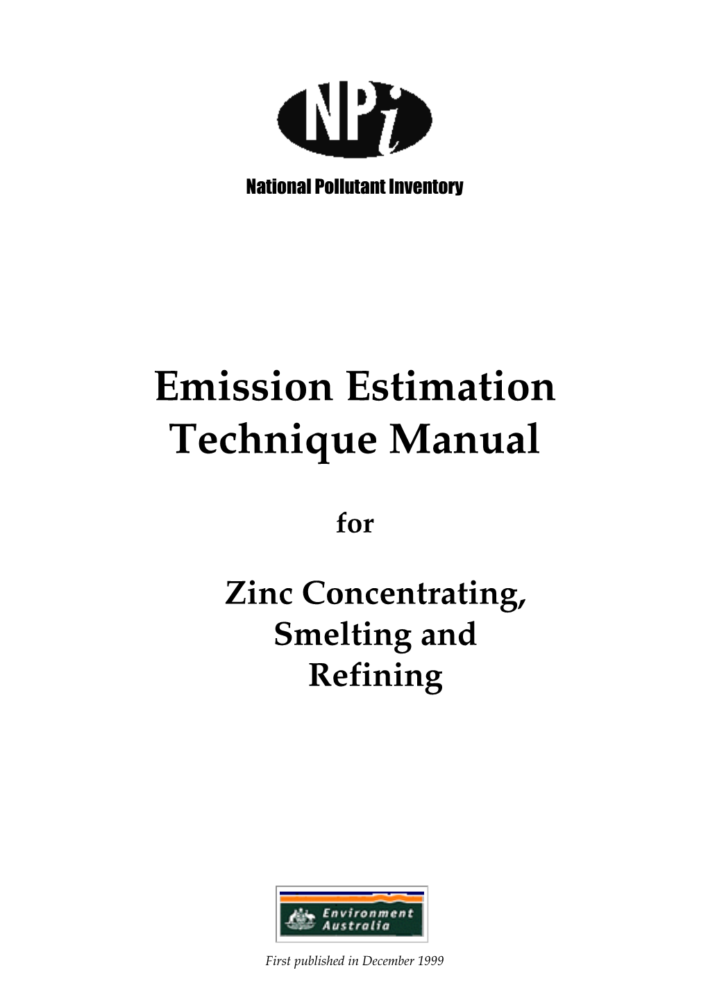 (NPI) Emission Estimation Techniques Manual for Zinc Concentrating