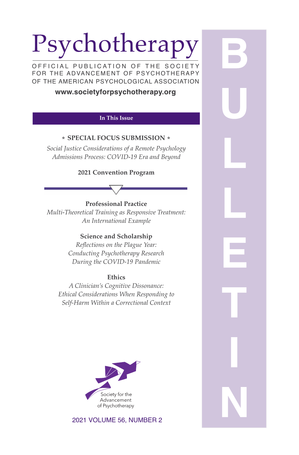 2021 Psychotherapy Bulletin, Volume 56, Number 2