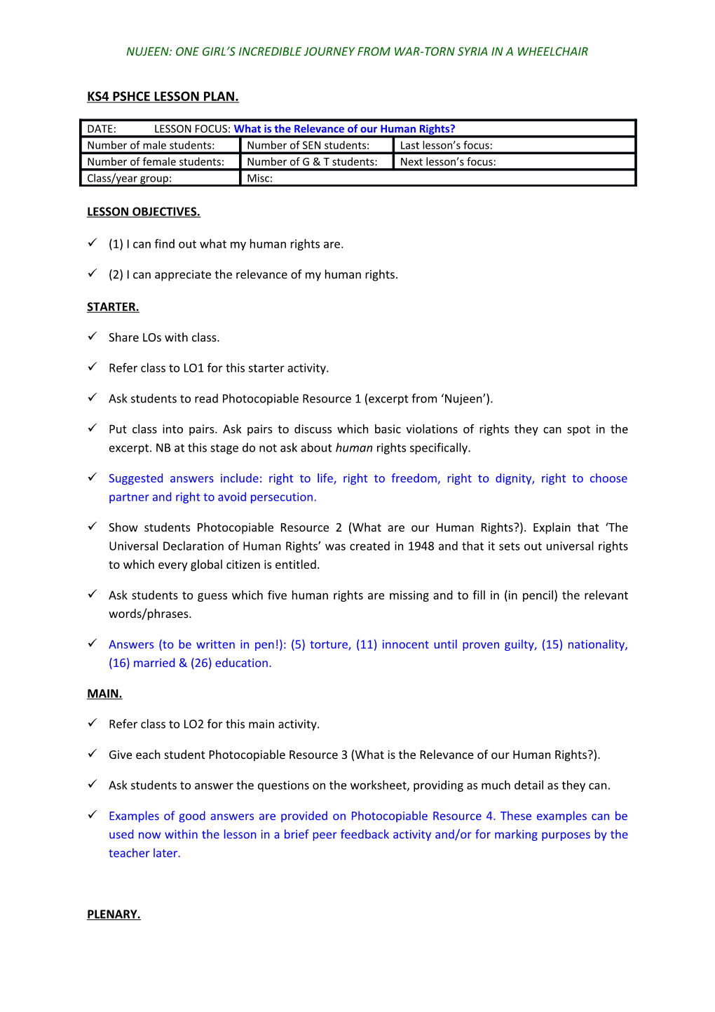 Ks4 Pshce Lesson Plan