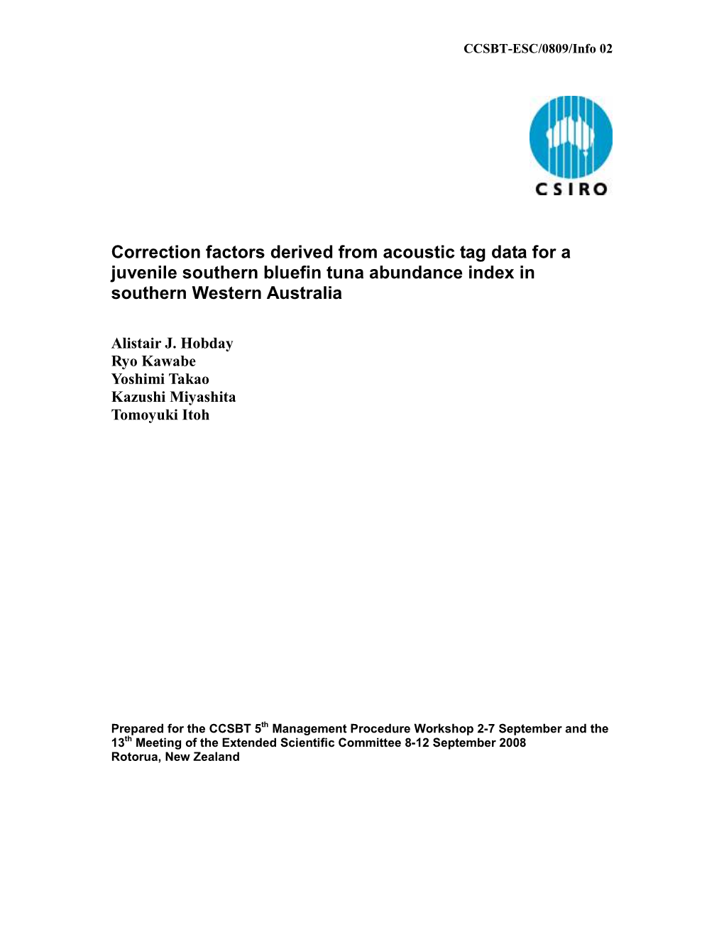 Correction Factors Derived from Acoustic Tag Data for a Juvenile Southern Bluefin Tuna Abundance Index in Southern Western Australia