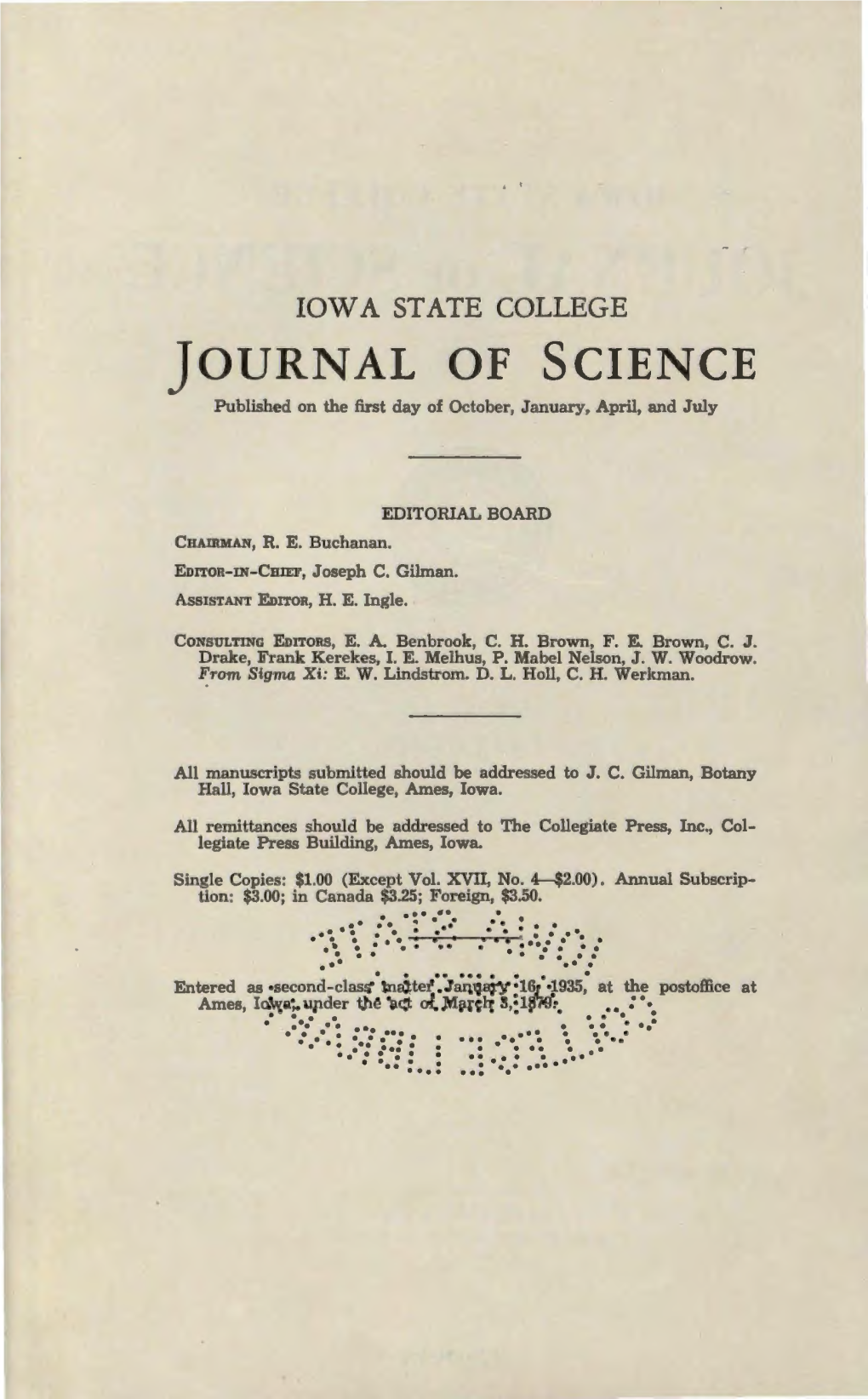JOURNAL of SCIENCE Published on the First Day of October, January, April, and July