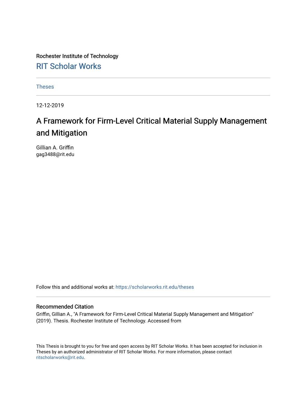 A Framework for Firm-Level Critical Material Supply Management and Mitigation