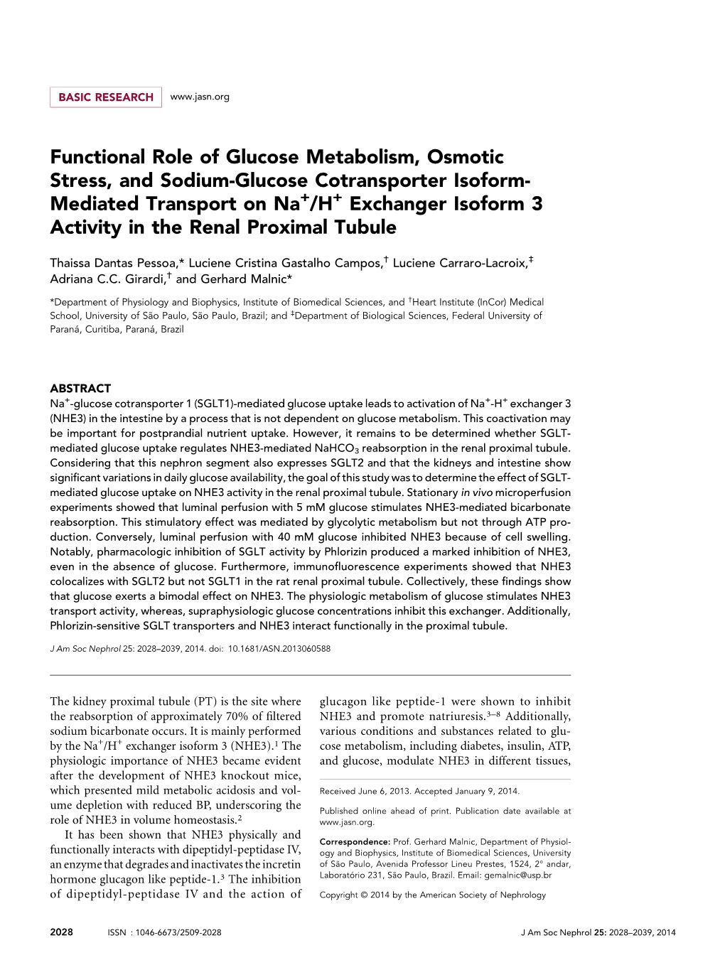 Functional Role of Glucose Metabolism, Osmotic Stress