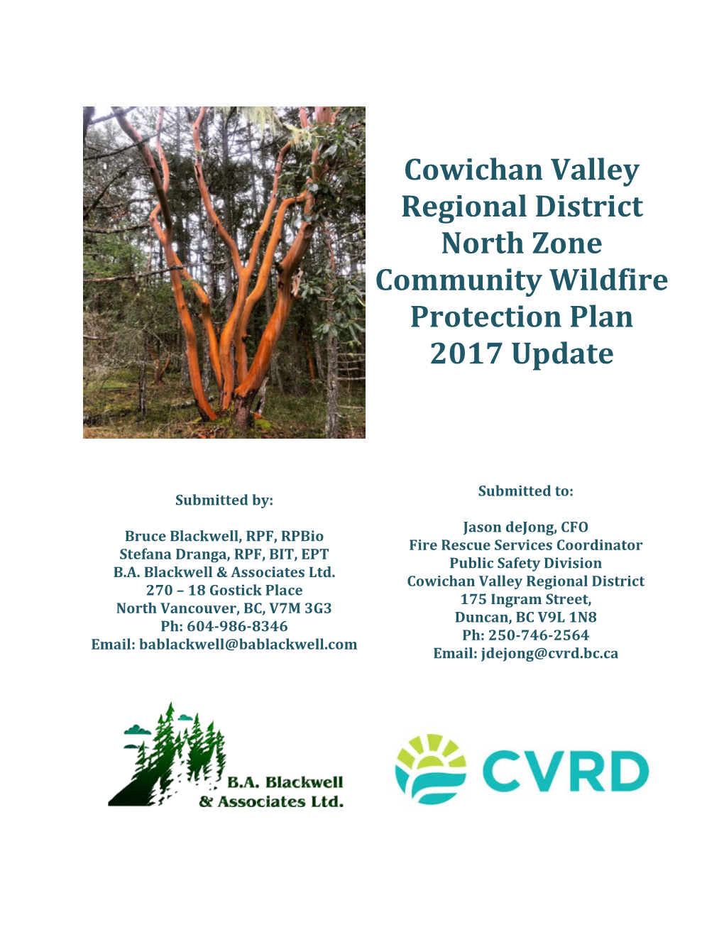 CVRD North Zone Community Wildfire Protection Plan Update 2017 I