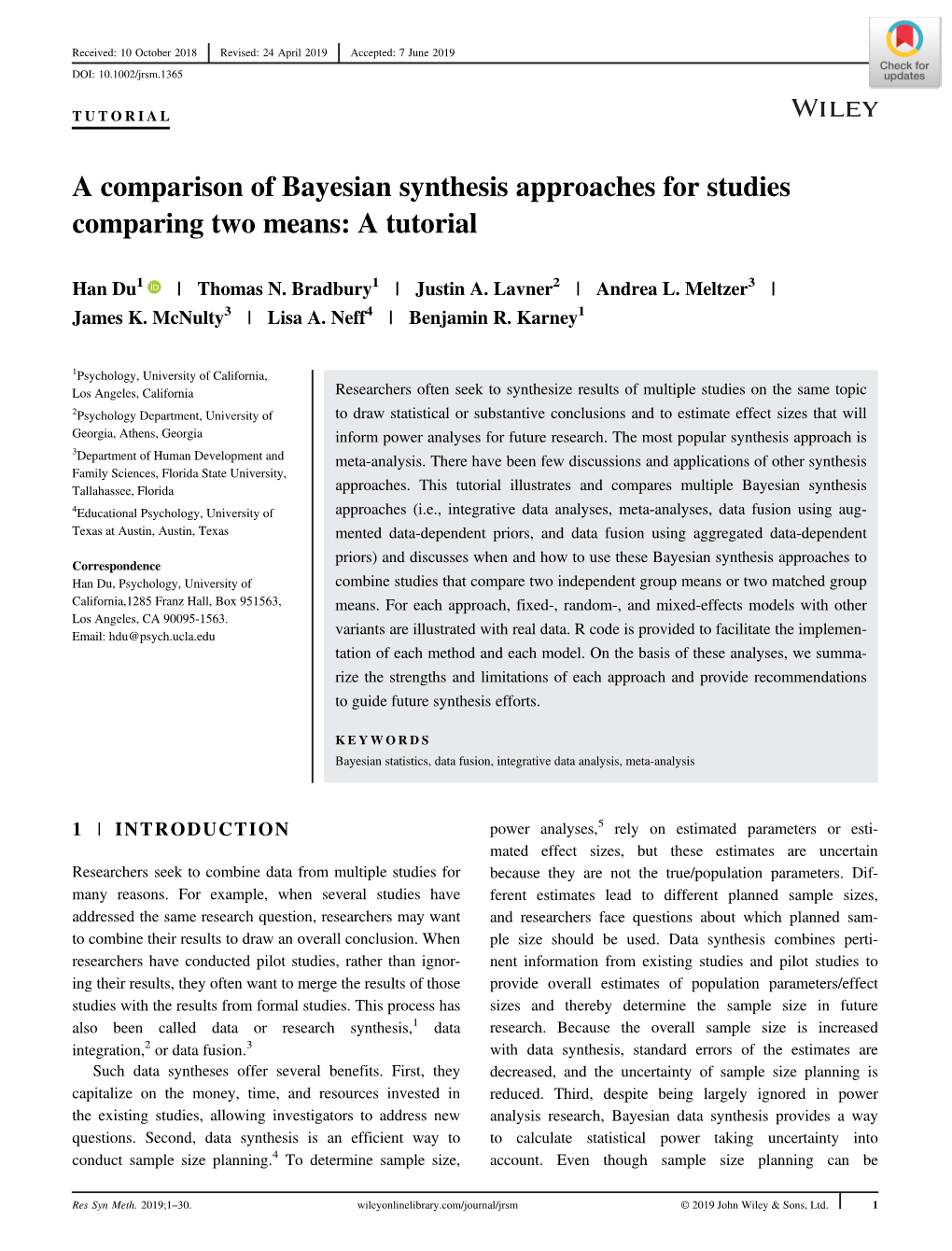 A Comparison of Bayesian Synthesis Approaches for Studies Comparing Two Means: a Tutorial