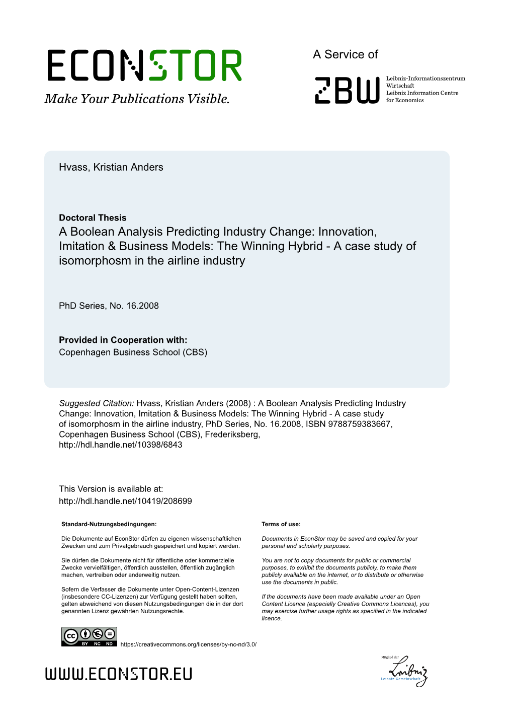 A Case Study of Isomorphism in the Airline Industry