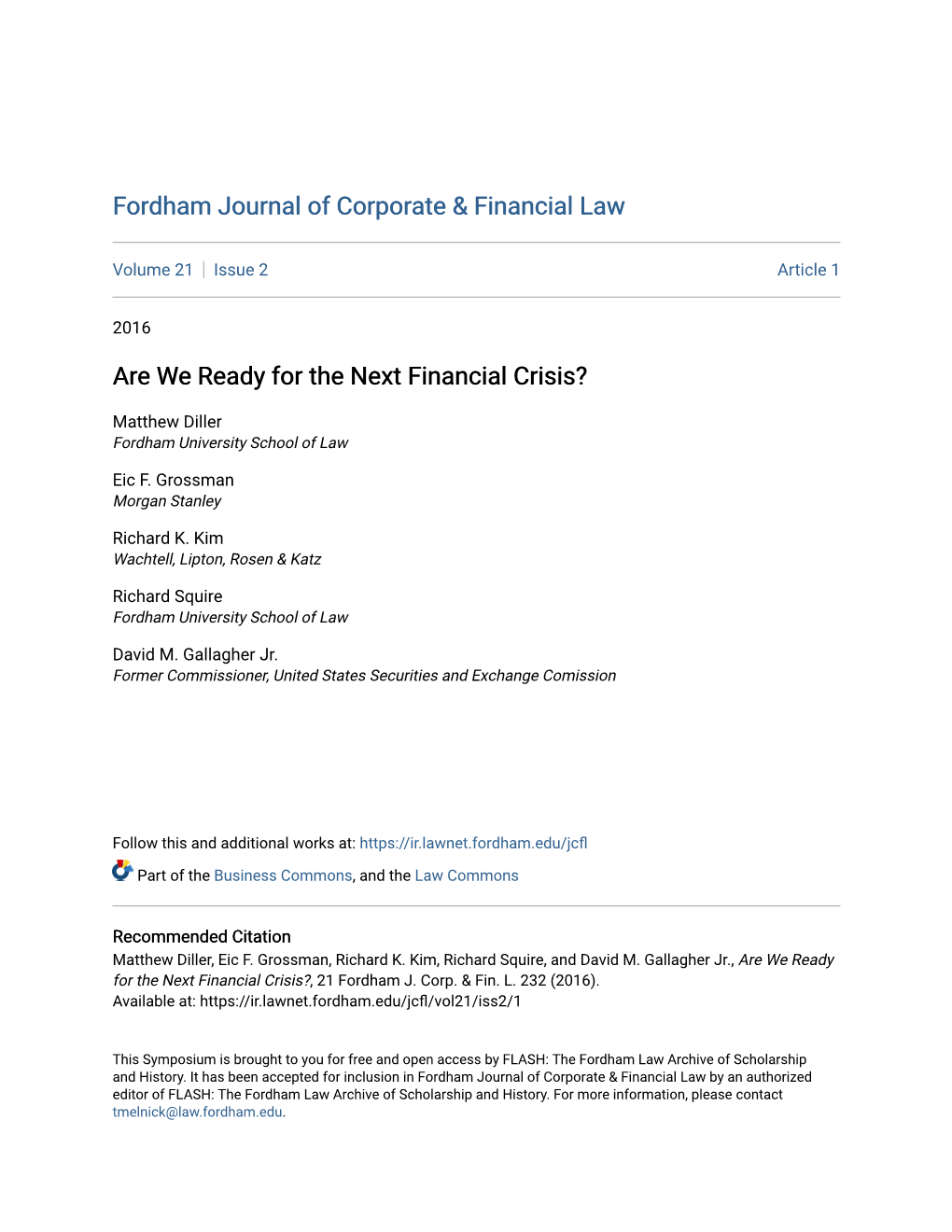 Fordham Journal of Corporate & Financial