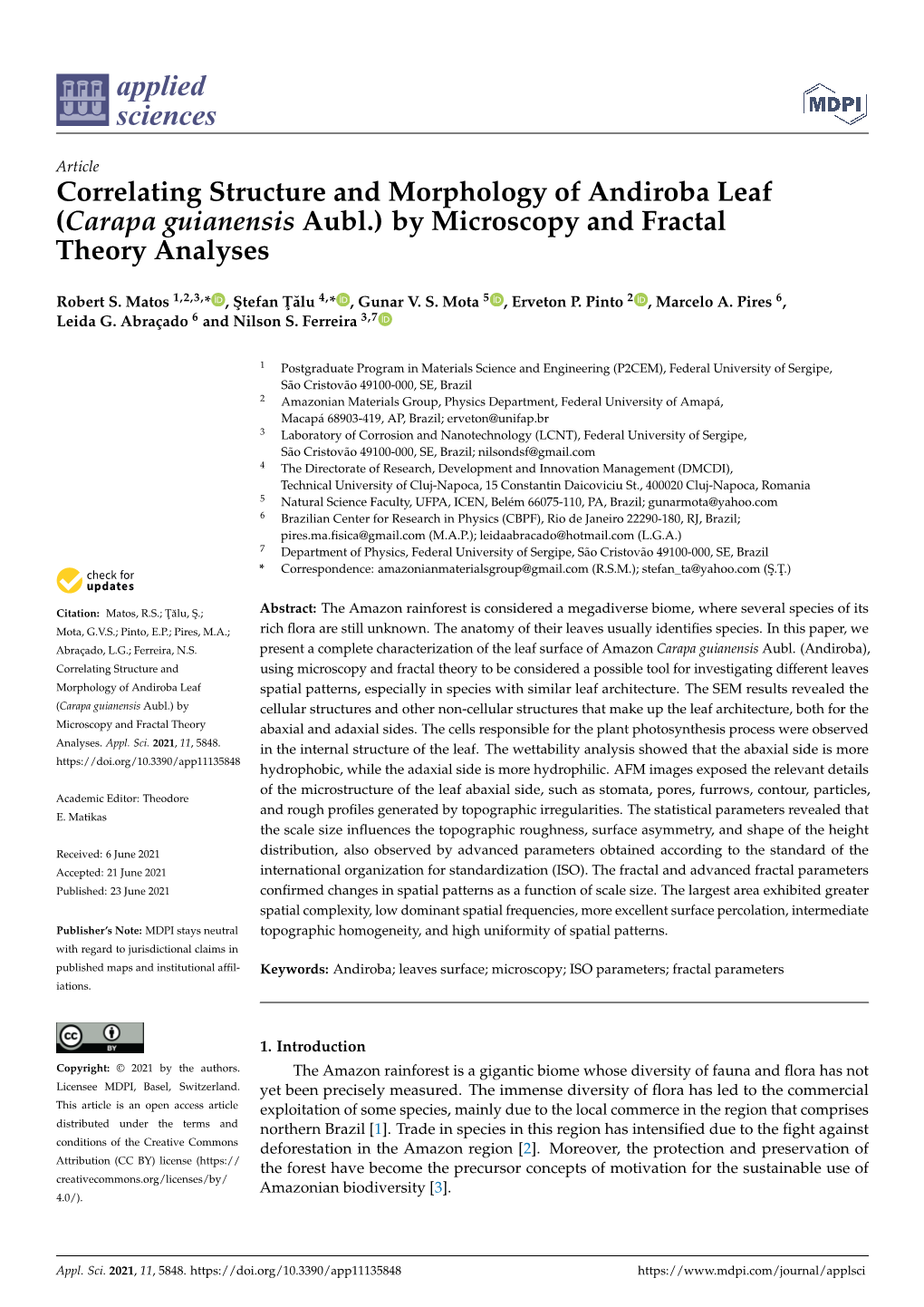 (Carapa Guianensis Aubl.) by Microscopy and Fractal Theory Analyses