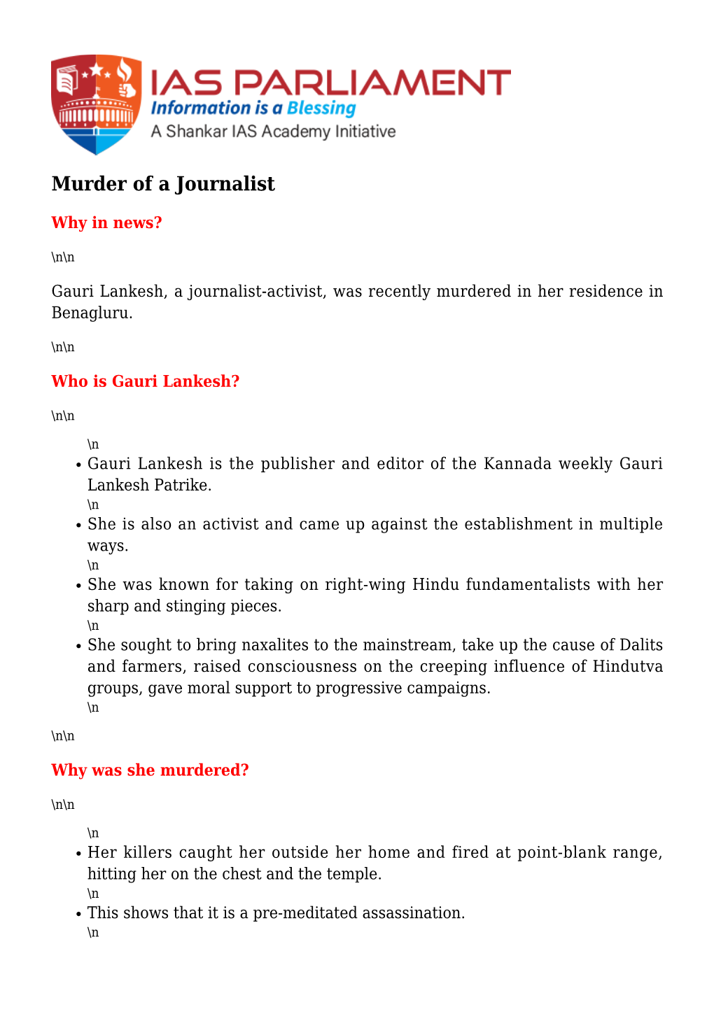 Murder of a Journalist