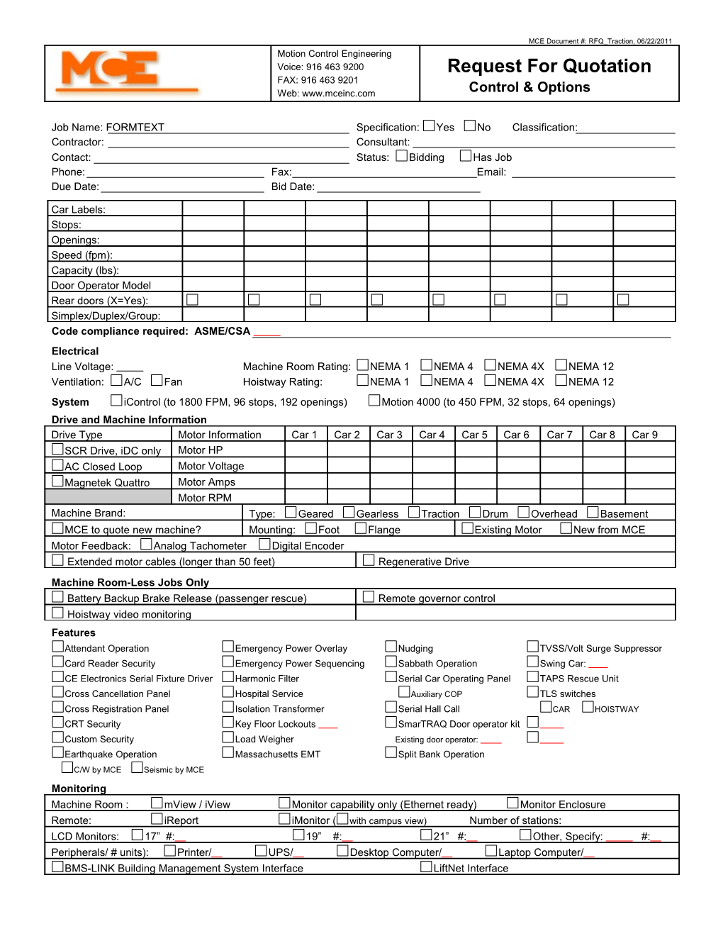 MCE Document #: RFQ 10 A1, 02/13/2006