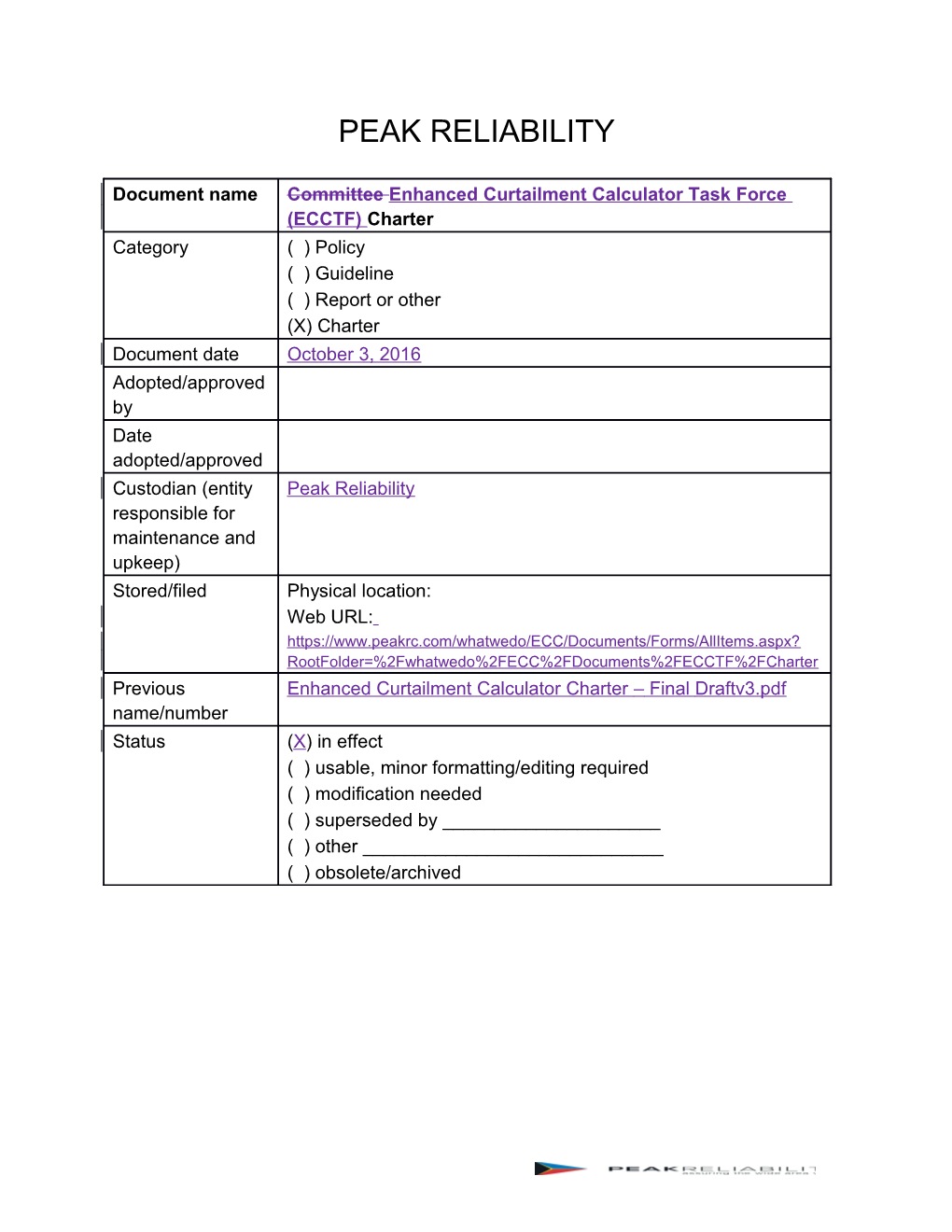 WECC Group Charter Template