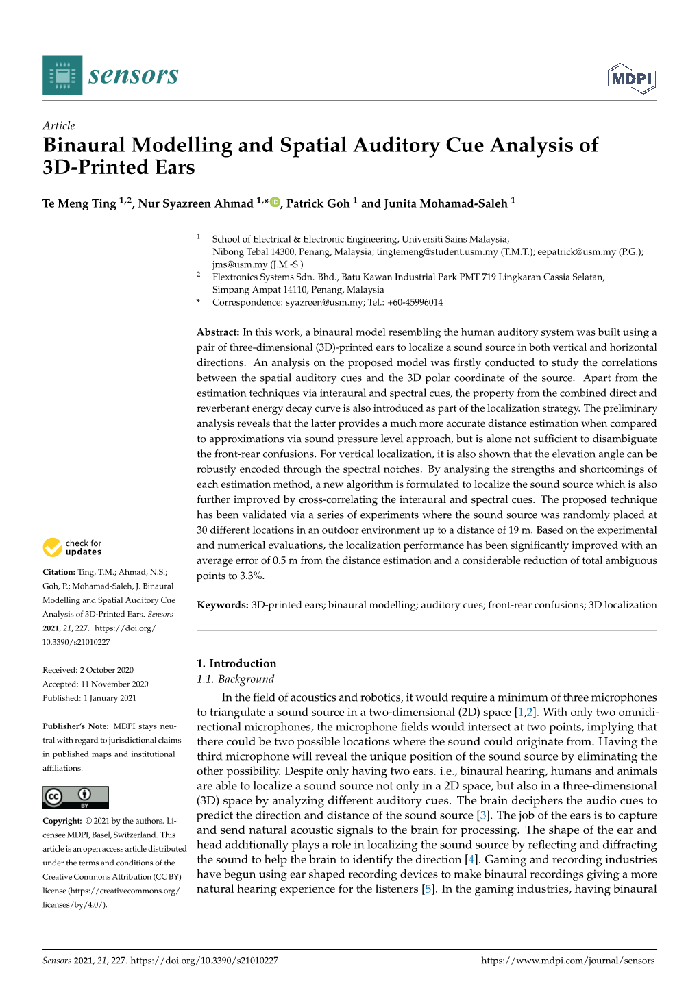 Binaural Modelling and Spatial Auditory Cue Analysis of 3D-Printed Ears