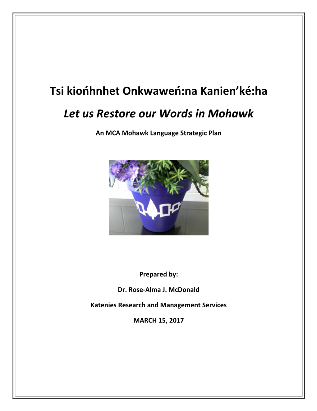 Download Mca Mohawk Language Strategic Plan