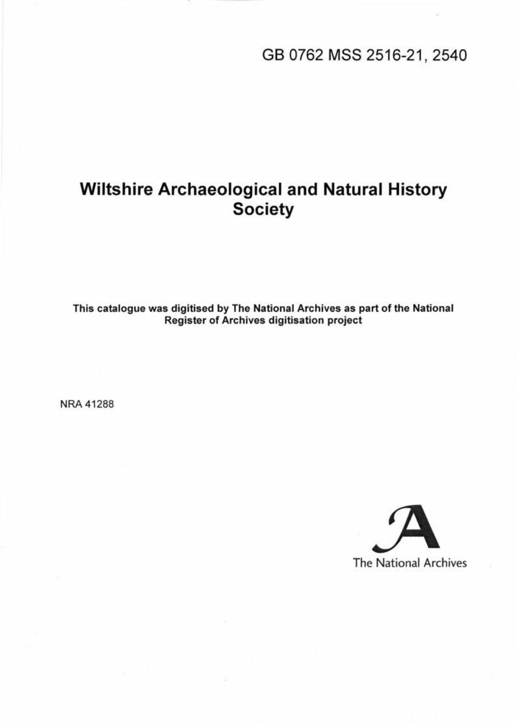 Wiltshire Archaeological and Natural History Society