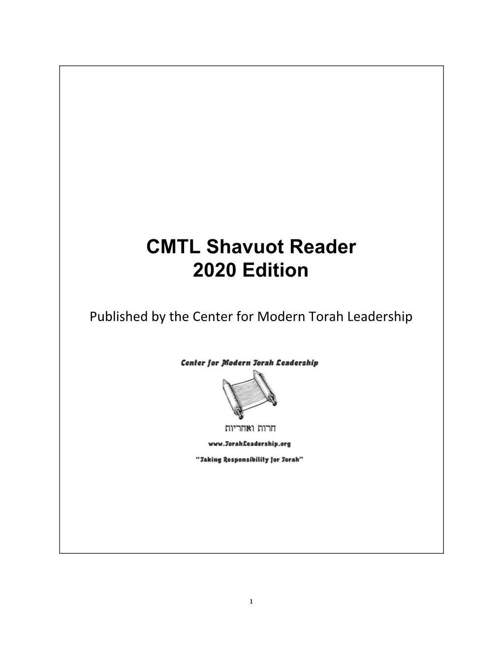 CMTL Shavuot Reader 2020 Edition