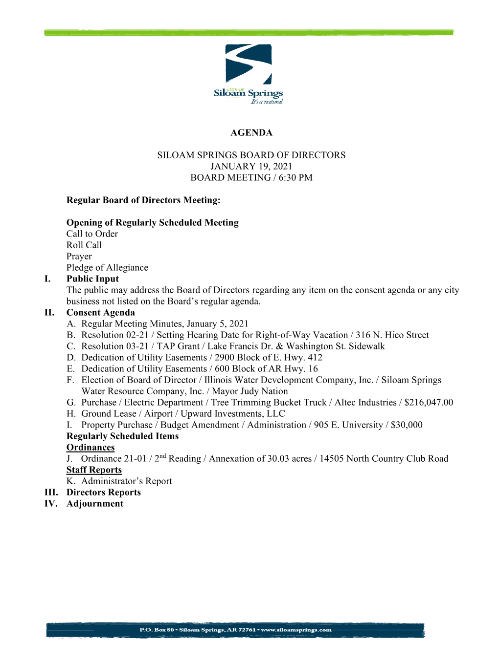 Board of Directors Meeting Documents