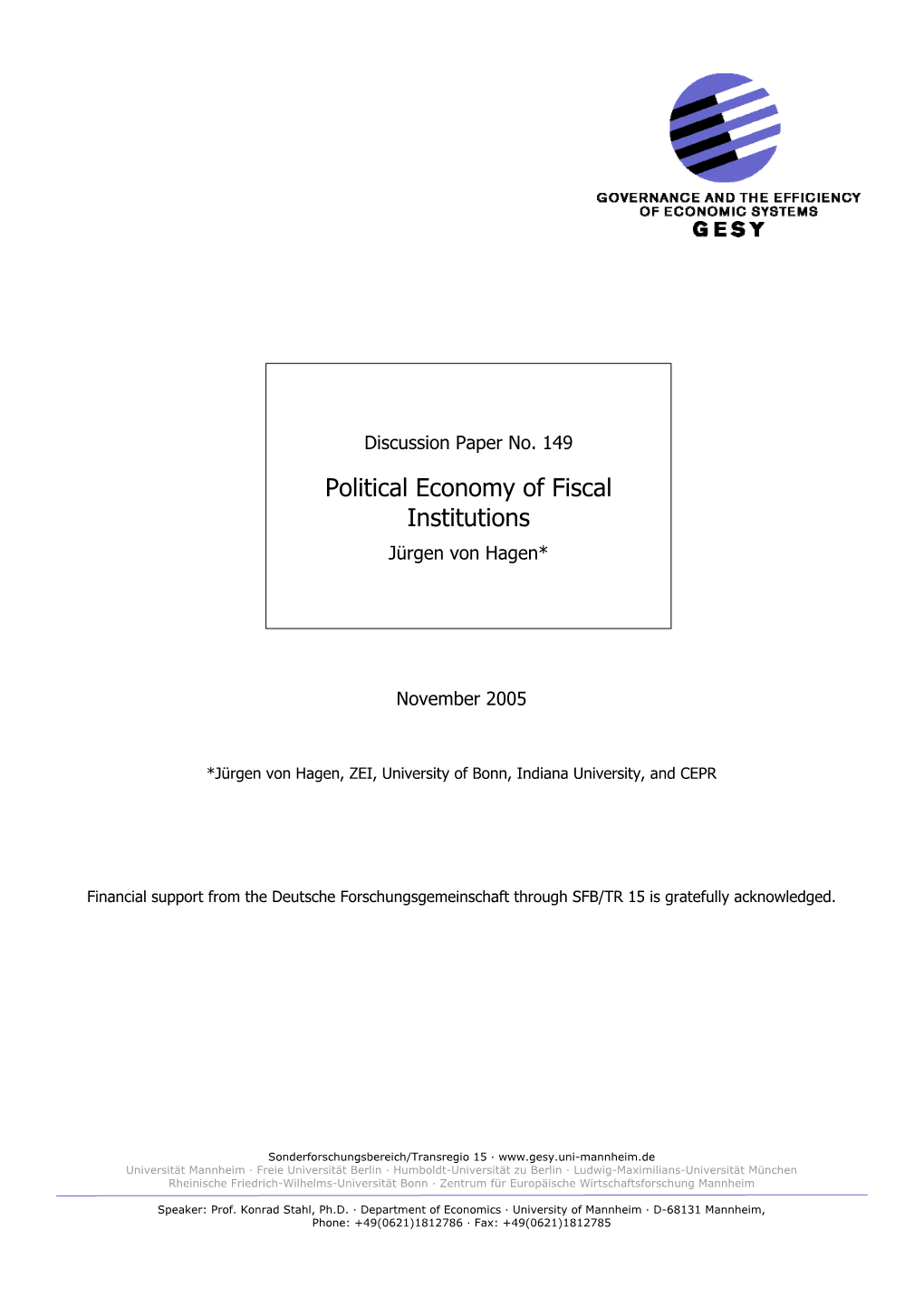 Political Economy of Fiscal Institutions