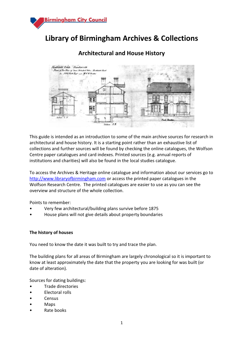 Building Plans and Architechtural History