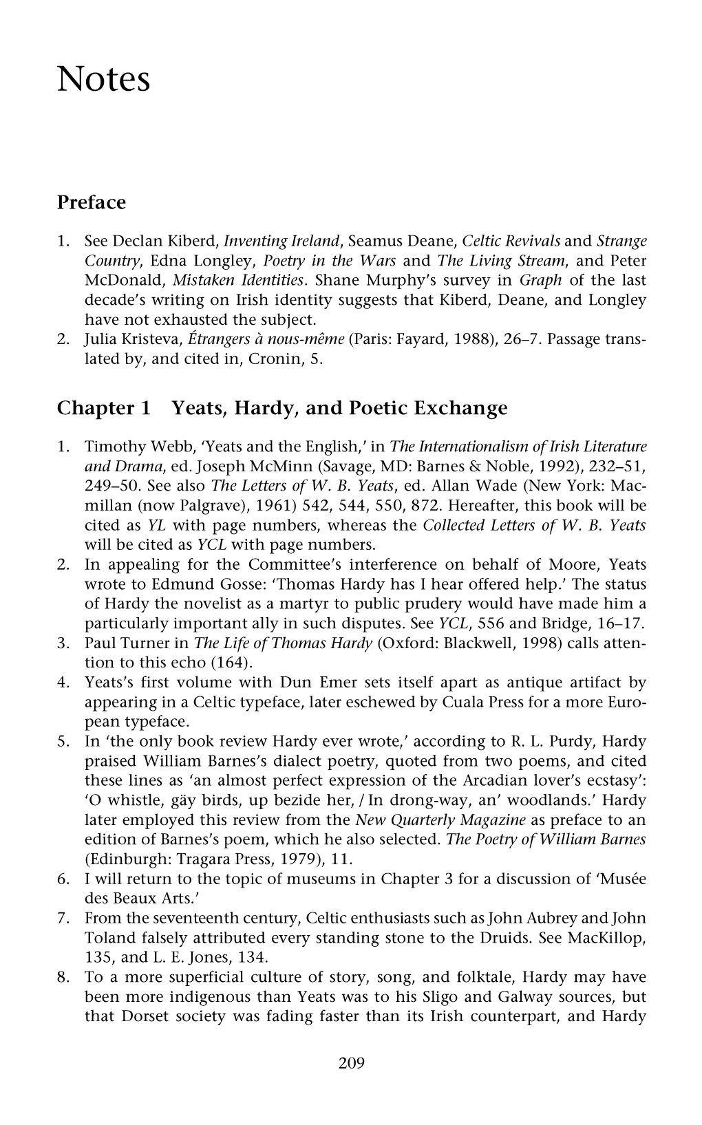 Preface Chapter 1 Yeats, Hardy, and Poetic Exchange